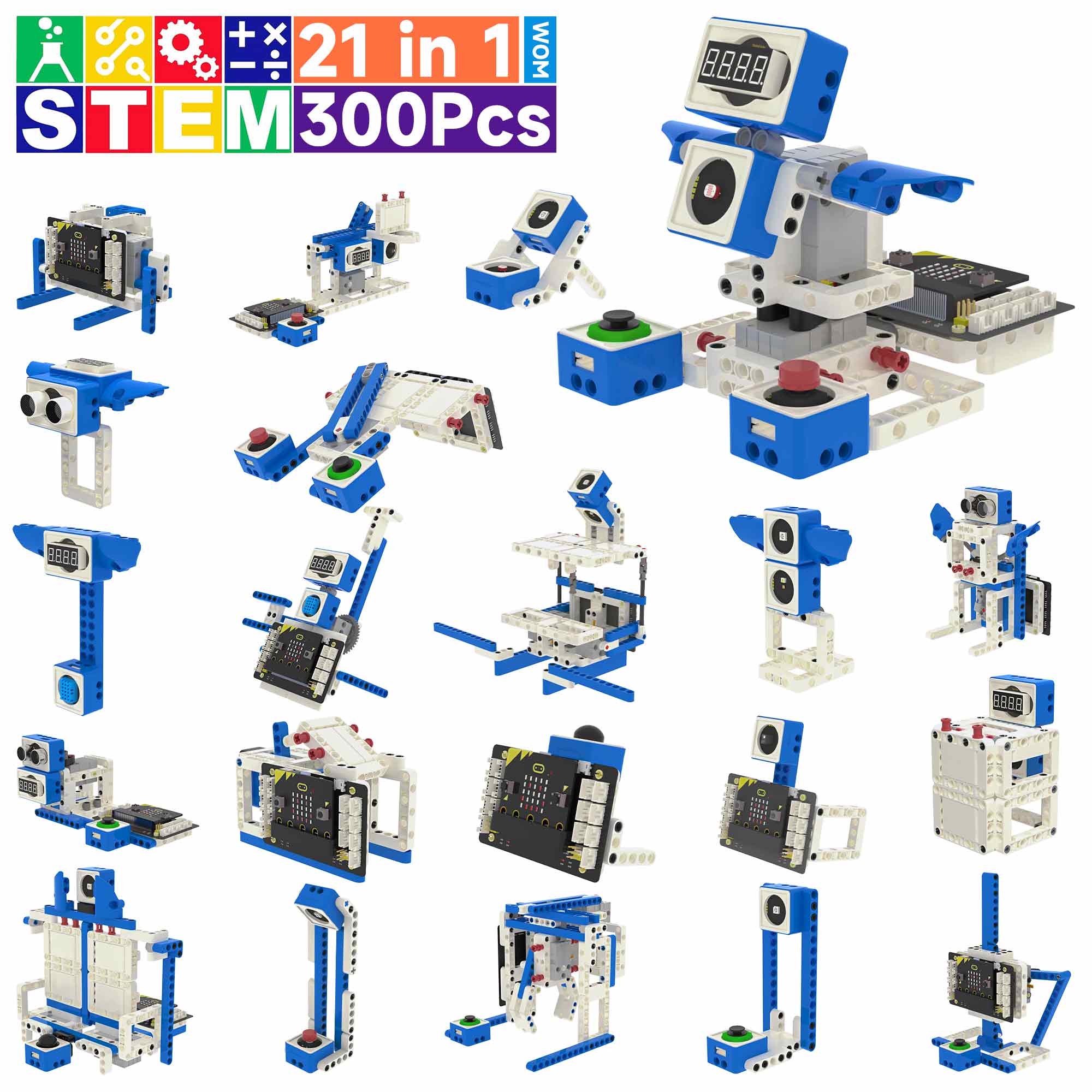 Microbit Robot - 21-in-1-Microbit-Robotik-Kit zum Selbermachen, zusammengebautes elektronisches Sensor-Kit,