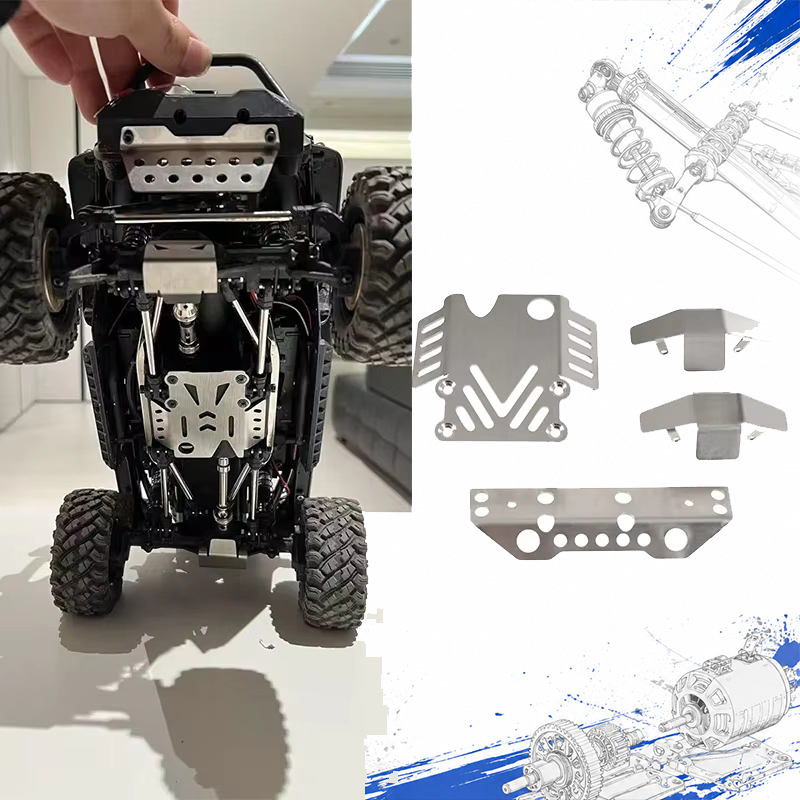 Robot Car Kit - 1/10 RC Crawler Edelstahl Vollschutz-Kit, Chassis-Panzerplatten
